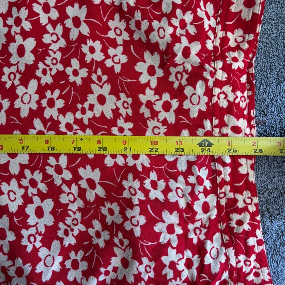 Madewell Side Button Midi Skirt 2 Red Floral Full Bloom Viscose Crepe